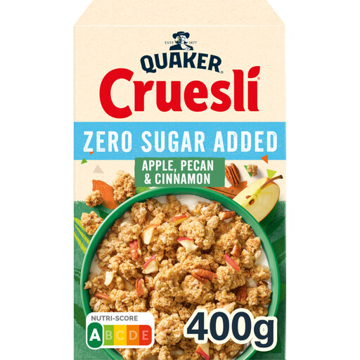 Quaker Cruesli Zero Sugar Added Appel, Pecan & Kaneel