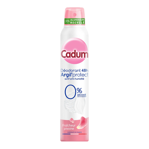 CADUM Women's Peony 48h Argil'Protect Deodorant Aerosol Spray, Alcohol-Free, 200 ml