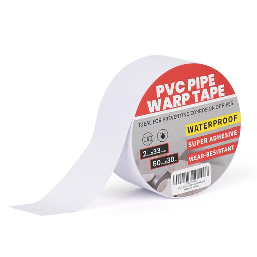 TAPEBEAR Corrosion Protection Pipe Tape, Pipe Wrap Tape for Drain Pipe, Metal Electrical Outdoor Underground Pipe, Waterproof PVC White Tape, Duct anti-Corrosion and protection, 2Inch x 33Yard