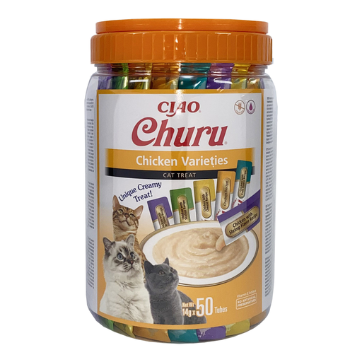 INABA Churu Chicken Flavor Cat Soup Pouch Variety Pack, 50 Pouches