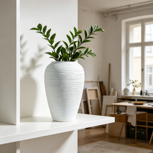 1PC 10.62in/27cm White Ceramic Vase