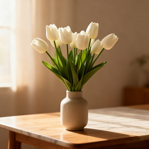 Wei's moment 7Pcs Artificial Tulips Flowers Fake Flowers Latex Tulips Real Touch