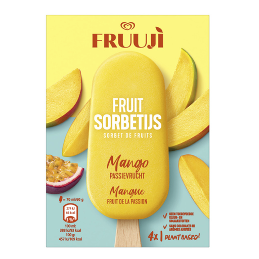 OLA Fruuji Sorbetijs Mango Passion Fruit 4 x 70ml