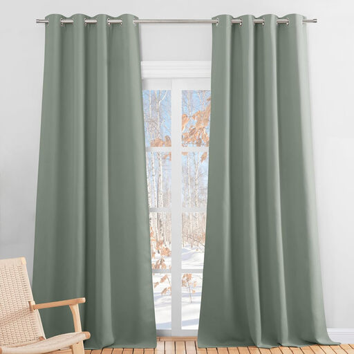 PONY DANCE Blackout Curtains with Eyelet, Sage Green