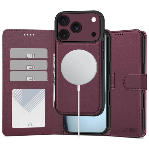 Tech-Protect Wallet MagSafe Case in burgundy
