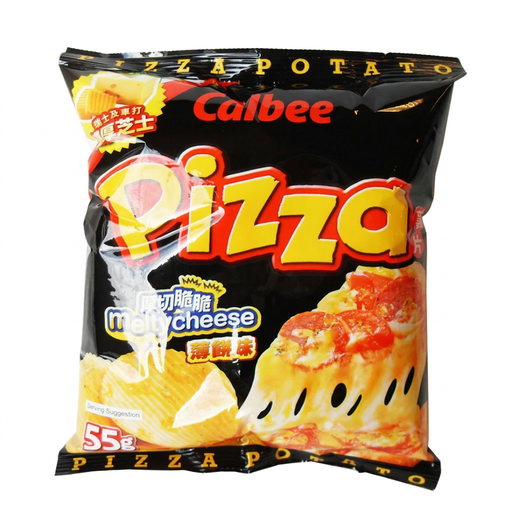 Calbee Melty Cheese Pizza Flavour Potato Crisps, 55g bag