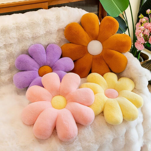 Flower Pillow,Flower Throw Pillow,Flower Pillows for Girls,Daisy Pillow Flower Shaped Throw Pillow,Cute Flower Pillow Decorative Floor Pillow,for Couch Sofa Bed Decoration,50cm/19.68in,orange