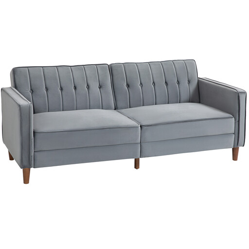 Homcom Sofa 3 Seater Button Velvet Click Clack Back Grey