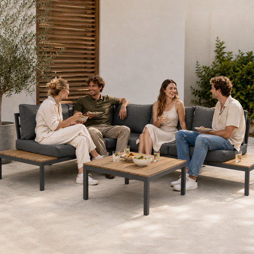Terrabeta Steel Garden Corner Sofa Set with Coffee Table