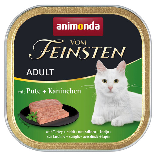 animonda Vom Feinsten Adult Turkey + Rabbit Wet Cat Food, Grain-Free, 32 × 100 g