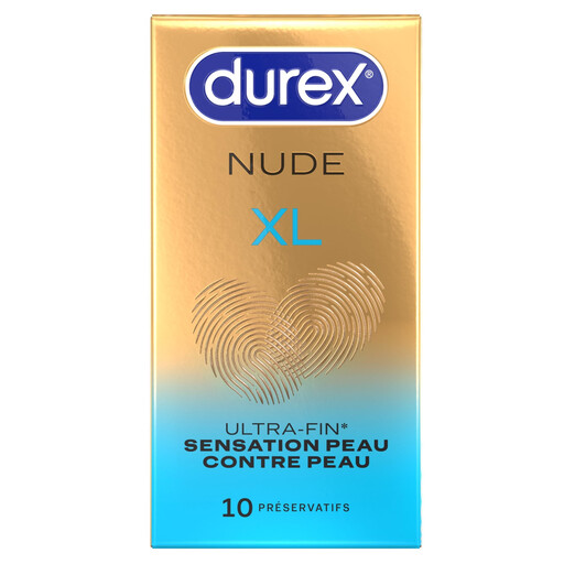 DUREX Nude XL - 10 只超薄加宽男用安全套 - 标称宽度 60 毫米