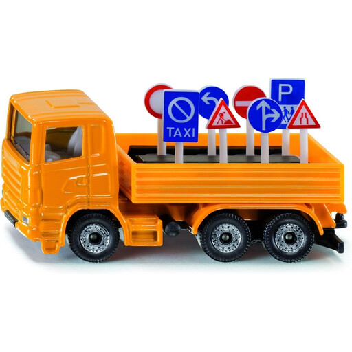 Siku Camion avec panneaux de signalisation - Orange, 7,7 cm