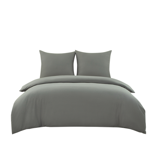 Dark Grey Imitation Washed Cotton Duvet Cover & Pillowcases Set