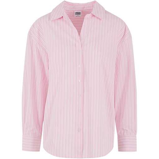Urban Classics Ladies Oversized Striped Blouse in softpink/white