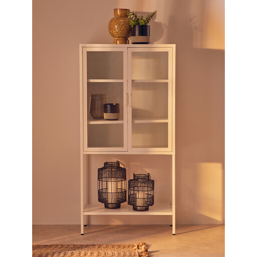 Interiors by Premier Display Cabinet Steel Metal White Tall