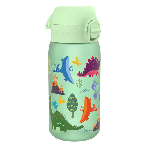 ION8 Kids Water Bottle 350 ml, Green with dinosaurs