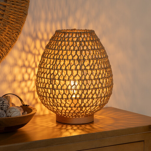 Atmosphera Table Lamp - Natural Wood, 35.5 cm