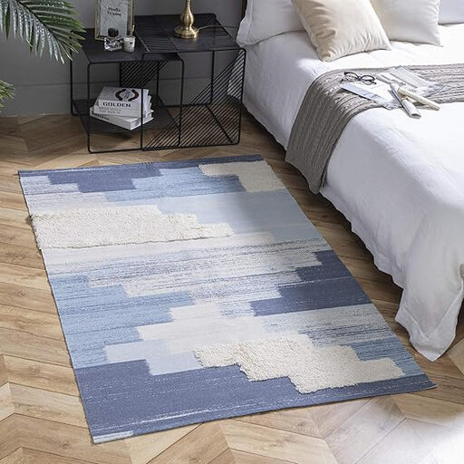 Ashler Boho Baumwoll-Teppich mit Quasten