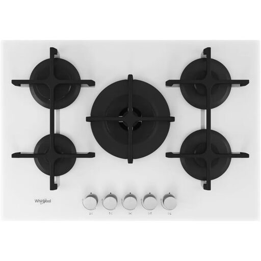 Whirlpool GOA 7523 WH 5-Hob Gas Glass Hob Cooker White