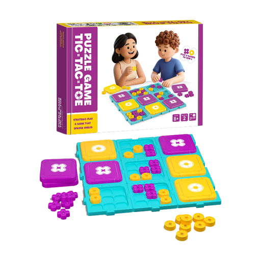 FUNJEO Tic-Tac-Toe Game, Yellow & Purple