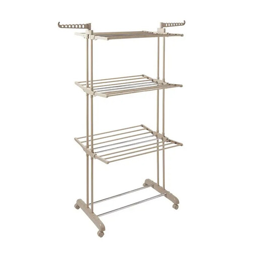 Tower 3 Tier Rack Airer with Durable Drying Poles, 14 Hanger Slots, Racks for Shoes, Latte