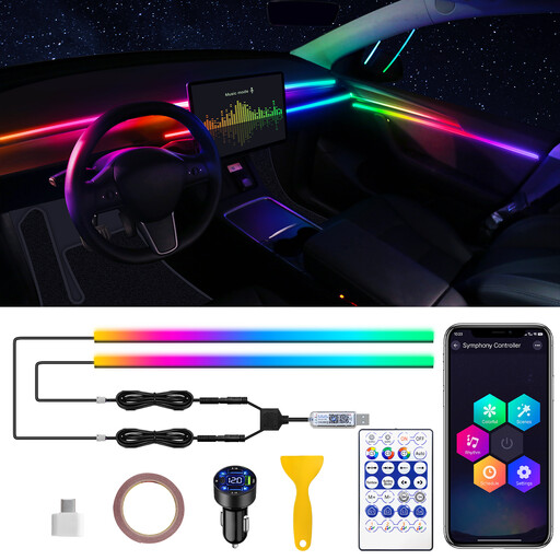 Dreamcolor Acrylic Interior Car LED Strip Light mit USB/Type C, RGB 2 in 1