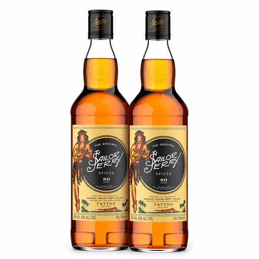 Pack of 2 - Sailor Jerry The Original Spiced Caribbean Rum 70cl
