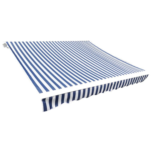 vidaXL Toile de Rechange pour Store Banne – Bleu & Blanc – 4x3 m