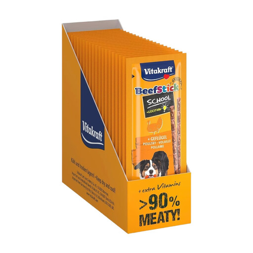 vitakraft Beef Stick School, Meat Sticks with Poultry, Dog Snack, Bulk Pack (20x 10 Pieces)