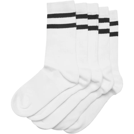 Urban Classics Double Stripe Socks 5-Pack in wit/zwart
