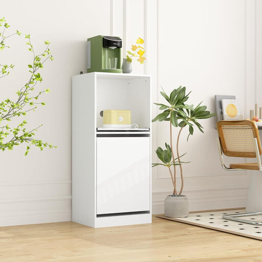 Caldion Multifunktionaler Aufbewahrungsschrank mit 1 offenen Fach und 1 Schrank, Wei?, MDF