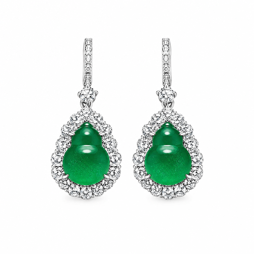 VoxorAI Emerald Natural Chalcedony Stud Earrings