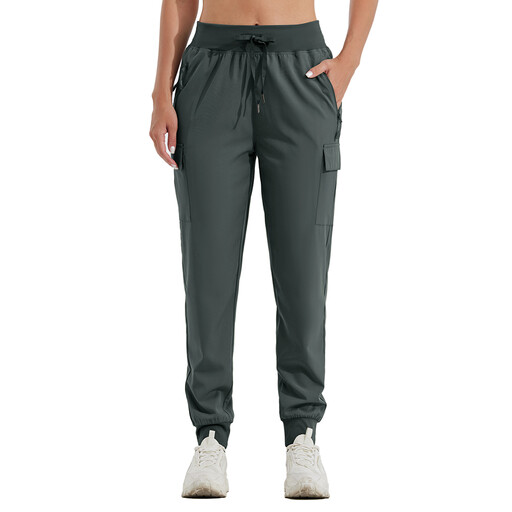 Willit Women's Hiking Cargo Pants Lightweight Athletic Outdoor Joggers Workout Quick Dry Casual Deep Gray L