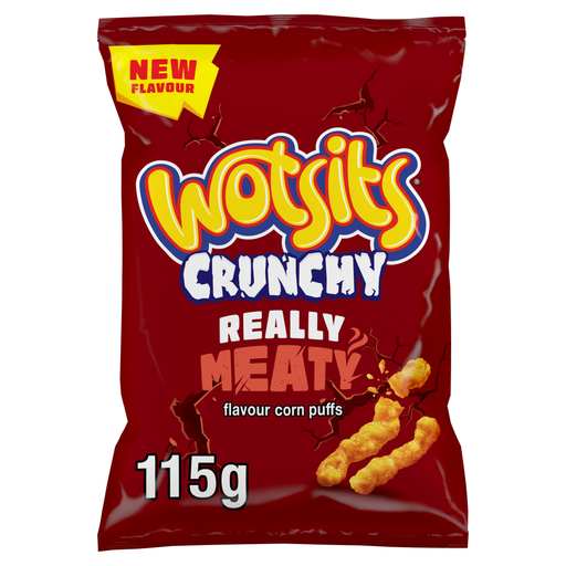 Walkers Wotsits Crunchy Really Meaty Corn Puffs 115g sharing bag