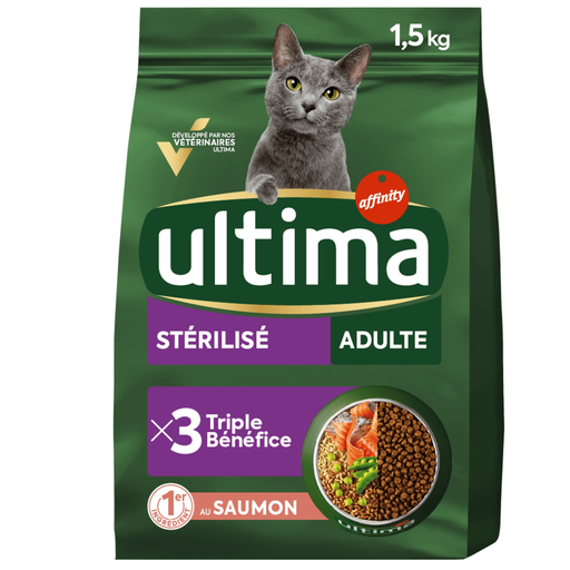 Croquettes Ultima pour chat stérilisé au saumon