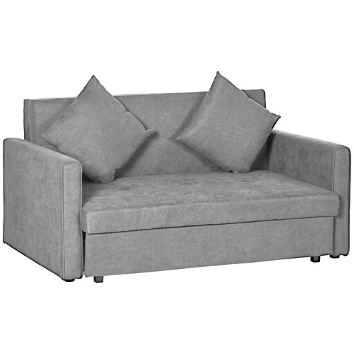 Homcom Sofa Bed 2 Seater Fold Out with 2 Cushions Grey