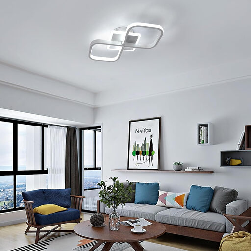 White LED acrylic ceiling light with a geometric design