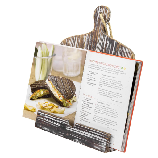 MyGift Rustic Torched Wood Cookbook Holder