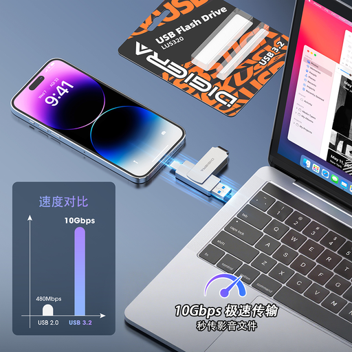 DigiEra 128GB Dual USB Flash Drive