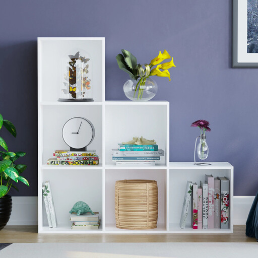 Vida Designs Bookcase Durham Staircase 6 Cube White