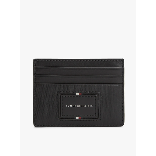 Tommy Hilfiger Accessories Leather Caviar Grain Card Holder - Black
