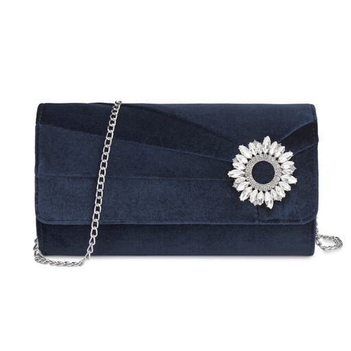 Pochette en velours pour femme Miss Lulu avec décoration en strass en forme de tournesol