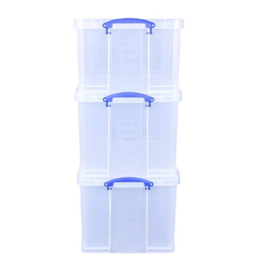 Really Useful Stackable Plastic Storage 2x84+1x64L Clear (Bonus Pack of 3)