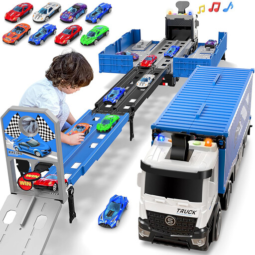 Transportwagen met 8 speelgoedauto's