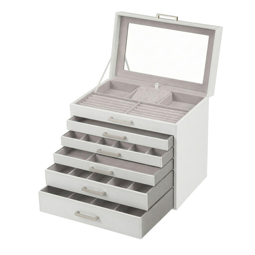 JOYFURNOS 6-Tier Large Jewellery Organiser Case with Big Mirror