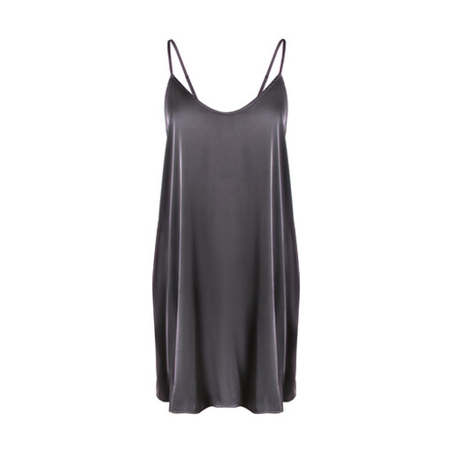 IZURIA round-neck dark grey silk-like suspender dress