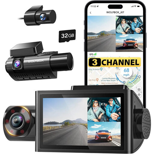 WOLFBOX i07 3 Channel Dash Cam