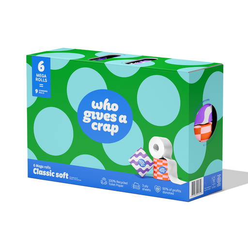Who Gives A Crap Classic Soft Double Length Toilet Roll, 3 ply, 6 Pack
