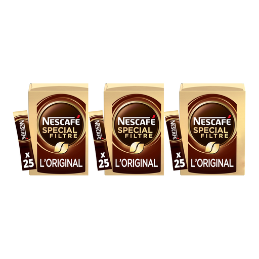 NESCAFÉ Special Filter Instant Black Coffee, lot de trois paquets de sticks