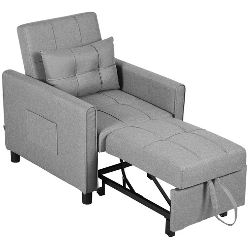 HOMCOM Sofa Bed 1 Seater Fold Out Grey